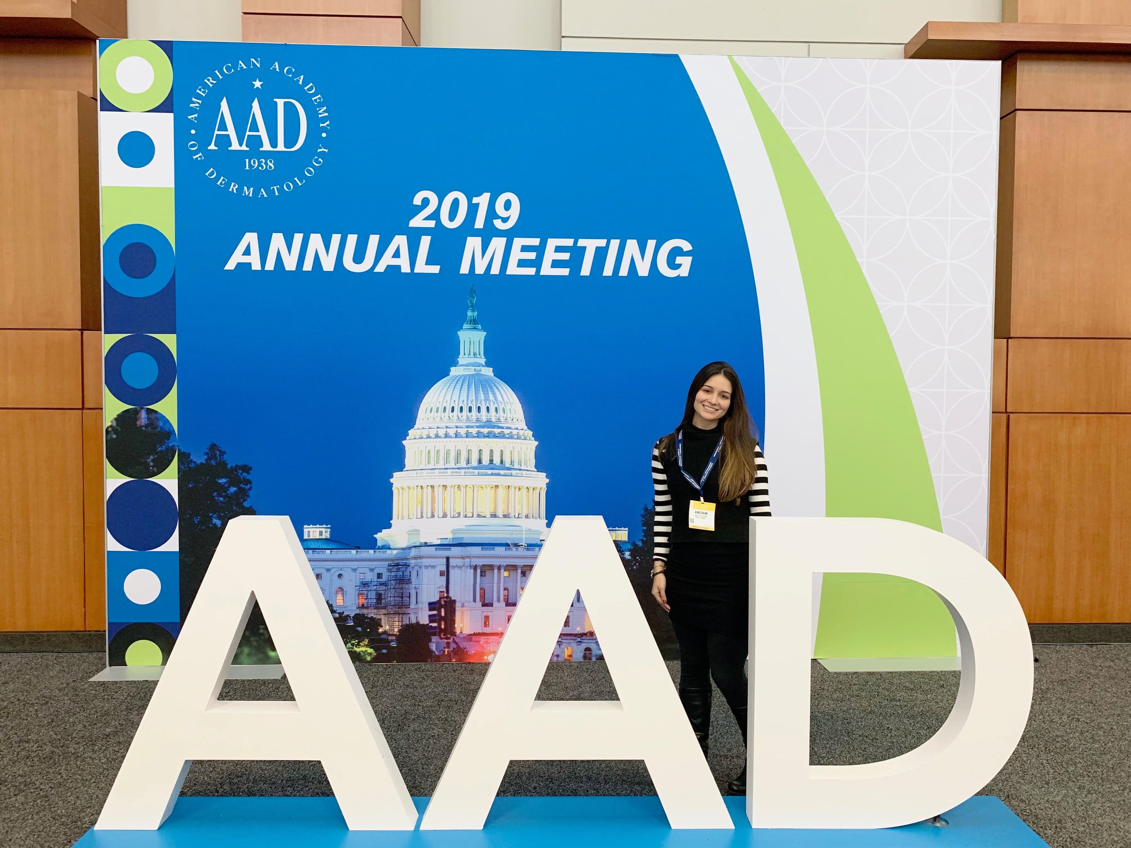 Participação no Congresso Americano de Dermatologia (AAD) em Washington DC (US) durante a graduação em medicina em 2019.